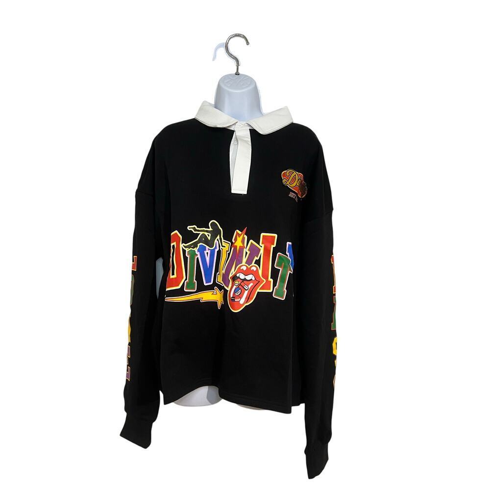 Divinity “Nostalgia Sweater” in Black Y2K 90's Blokecore Sportswear Sportscore - Picture 7 of 11